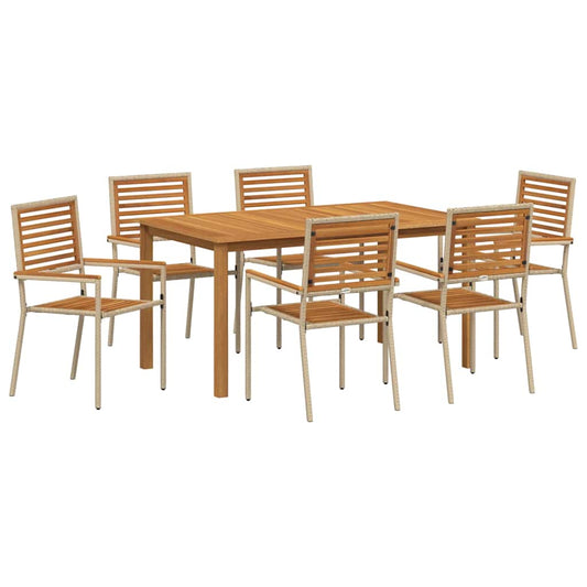 vidaXL Σετ Τραπεζαρίας Κήπου 7 pcs Μπεζ 150 x 90 x 74 cm