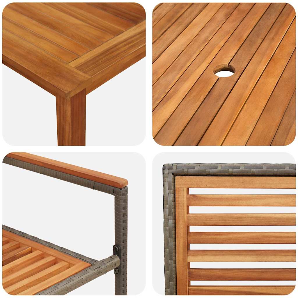 vidaXL Σέτ φαγητού για κήπο 9 pcs Γκρι Πολυ ράταν