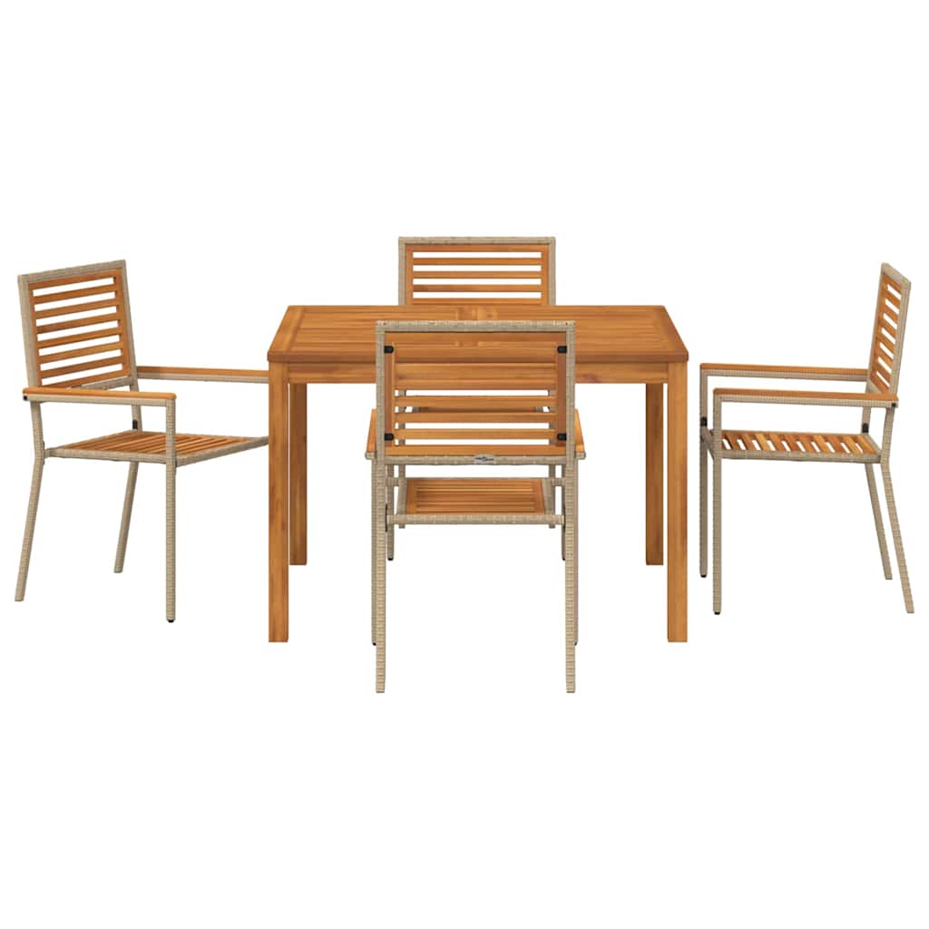 vidaXL Σέτ φαγητού για κήπο 5 τμχ. Μπεζ Στερεό Ξύλο Ακακίας