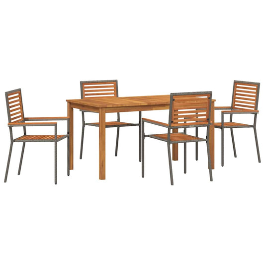 vidaXL Σέτ φαγητού για κήπο 5 pcs Γκρι Στερεό Ξύλο Ακακίας
