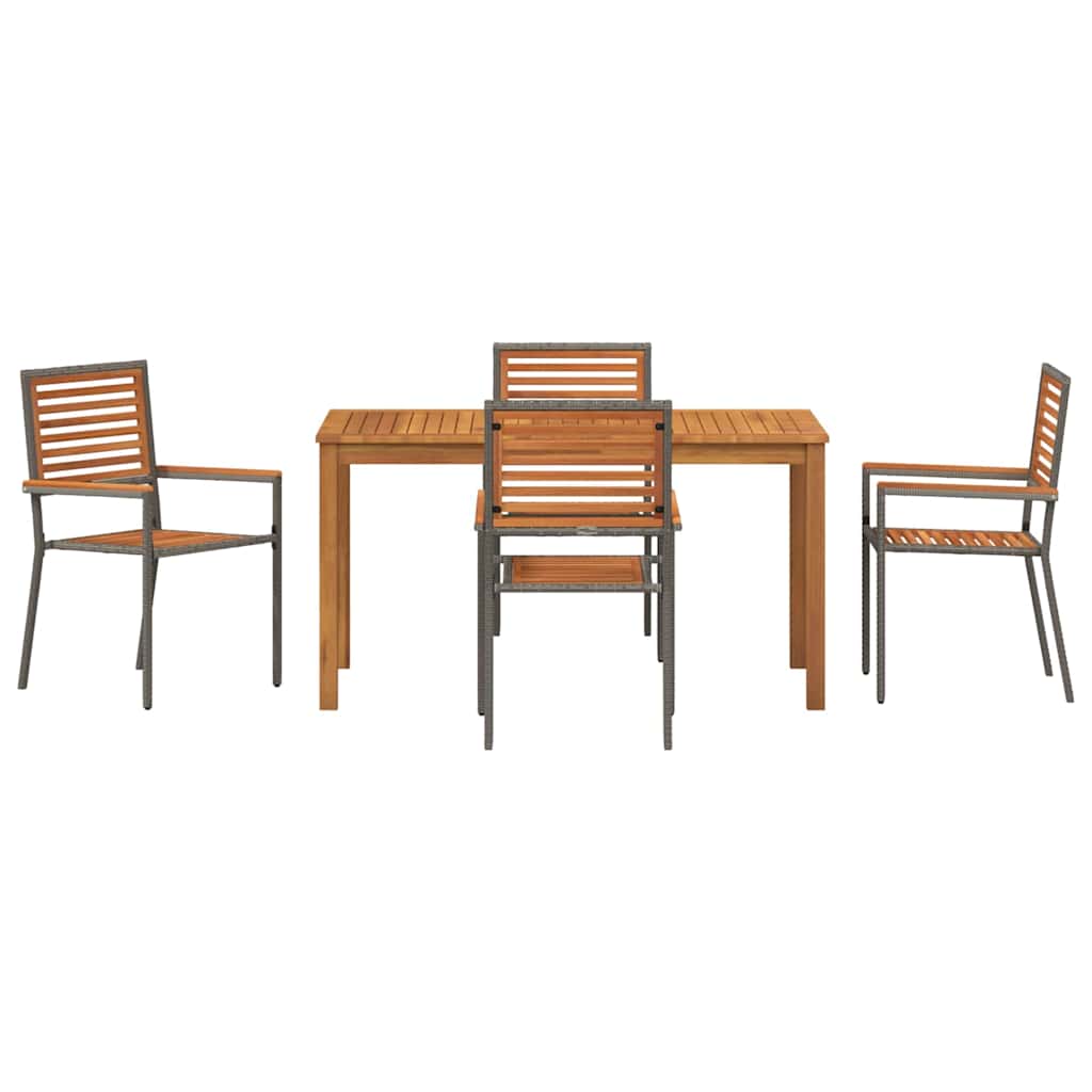 vidaXL Σέτ φαγητού για κήπο 5 pcs Γκρι Στερεό Ξύλο Ακακίας