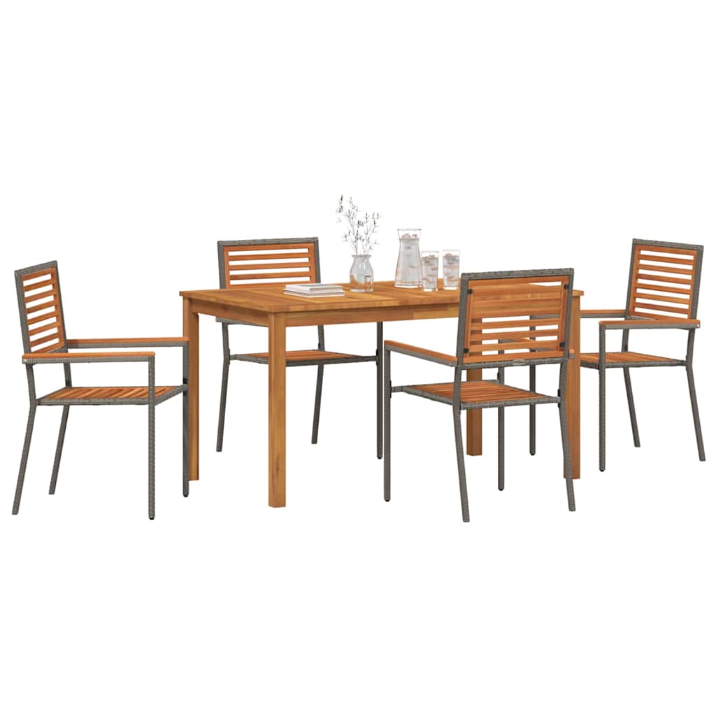vidaXL Σέτ φαγητού για κήπο 5 pcs Γκρι Στερεό Ξύλο Ακακίας