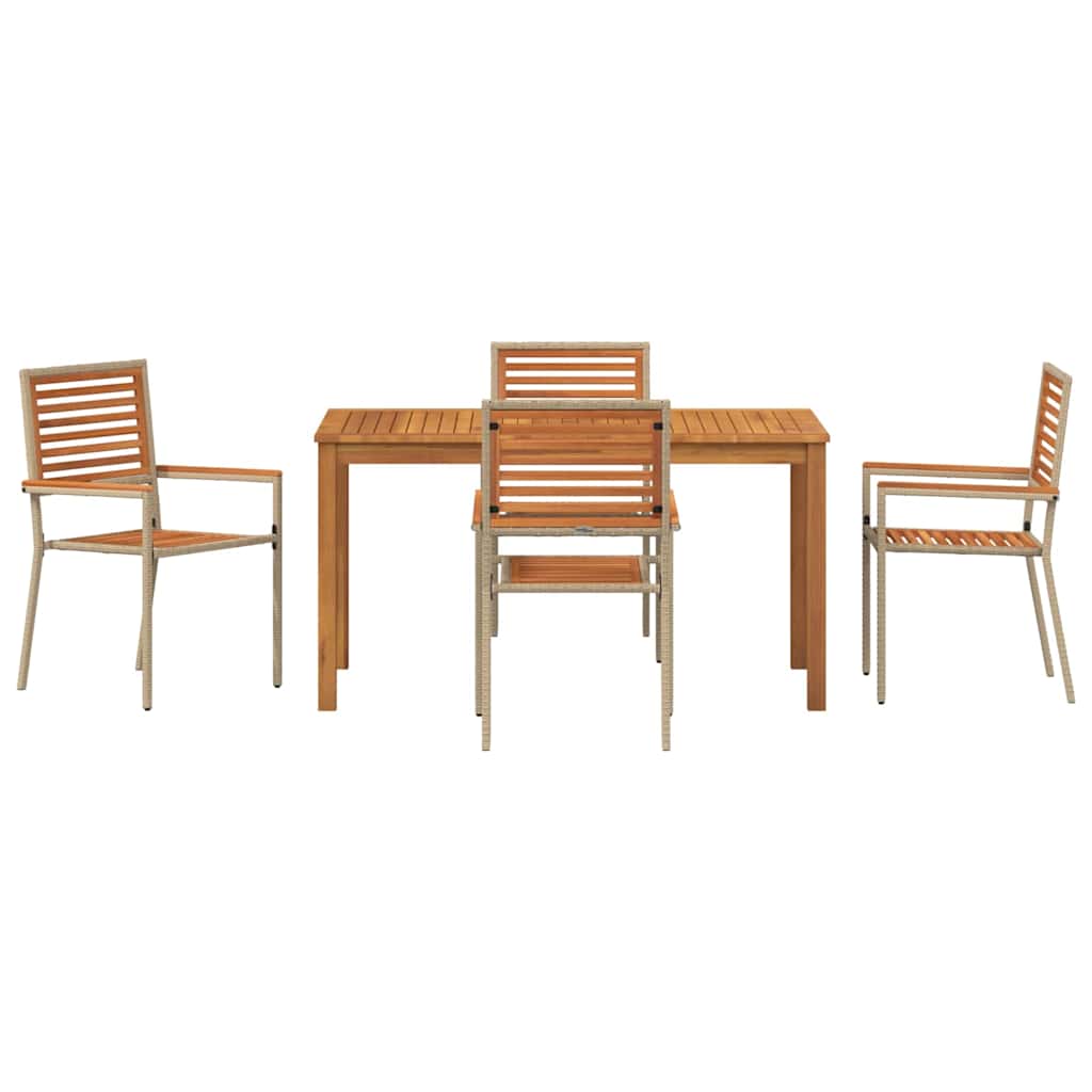vidaXL Σέτ φαγητού για κήπο 5 pcs Μπεζ Στερεό Ξύλο Ακακίας