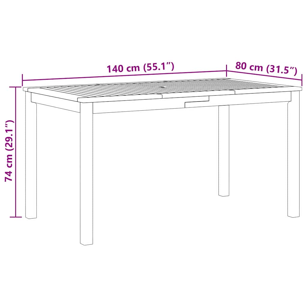 vidaXL Σέτ φαγητού για κήπο 5 pcs Μπεζ Στερεό Ξύλο Ακακίας