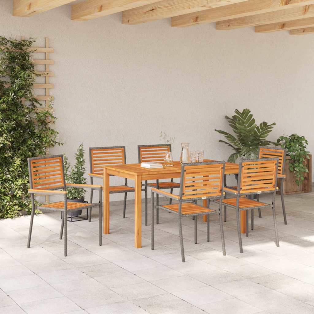 vidaXL Σέτ φαγητού για κήπο 7 pcs Γκρι Στερεό Ξύλο Ακακίας
