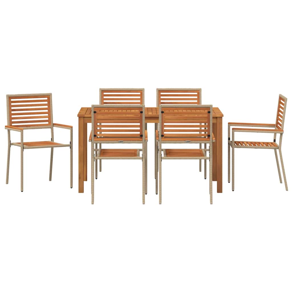vidaXL Σέτ φαγητού για κήπο 7 pcs Μπεζ Στερεό Ξύλο Ακακίας