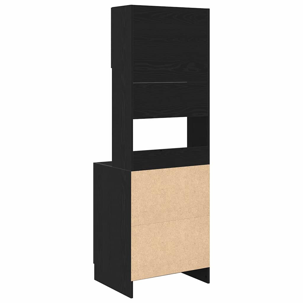 vidaXL Ντουλάπα Κουζίνας με ράφι με πόρτα Μαύρη δρυς 60 x 50 x 180 εκ