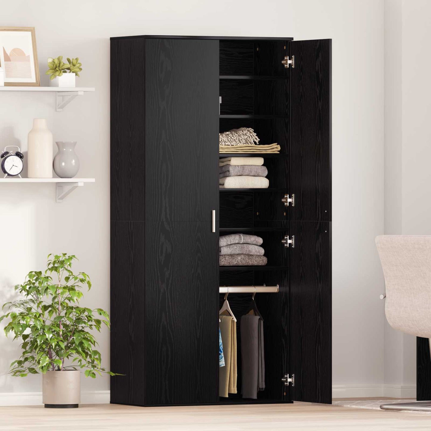 vidaXL Highboard 80 x 39 x 178 εκ Επεξεργασμένο Ξύλο Μαύρη Δρυς