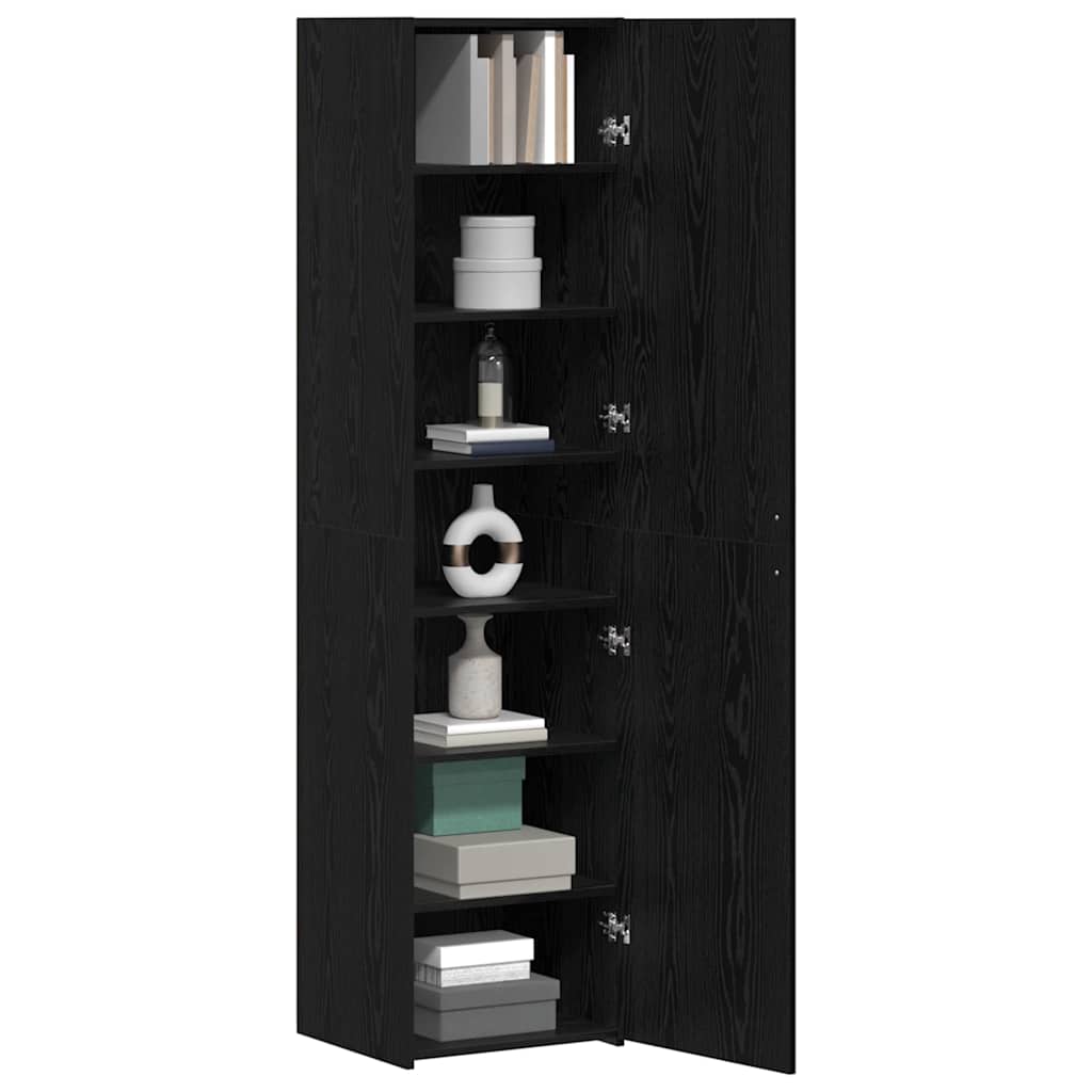 vidaXL Υψηλό Ντουλάπι Μαύρης Βελανιδιάς 45x42.5x185 εκ Επεξεργασμένο Ξύλο
