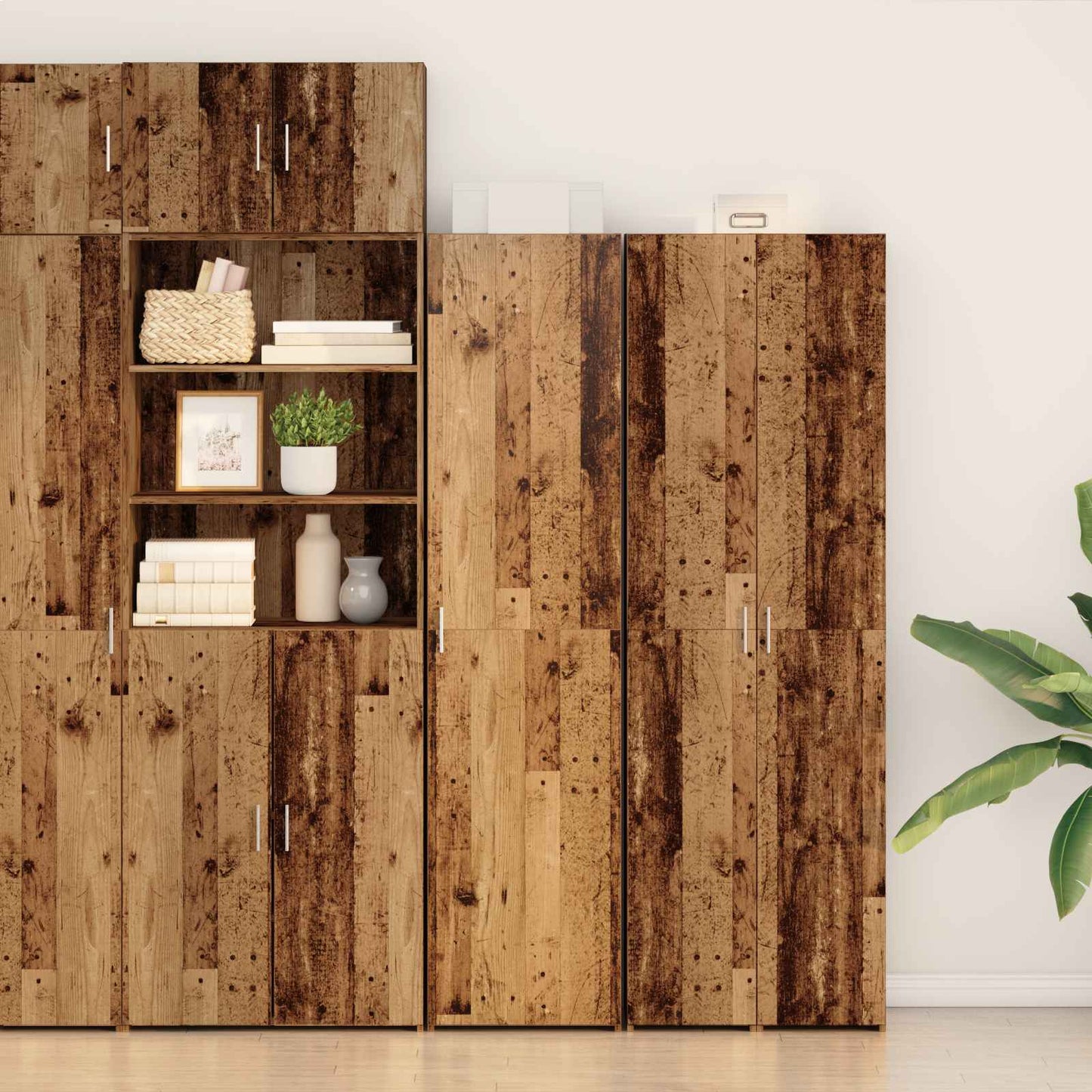 vidaXL Highboard 2 pcs Παλιό ξύλο 50 x 42,5 x 185 εκ.