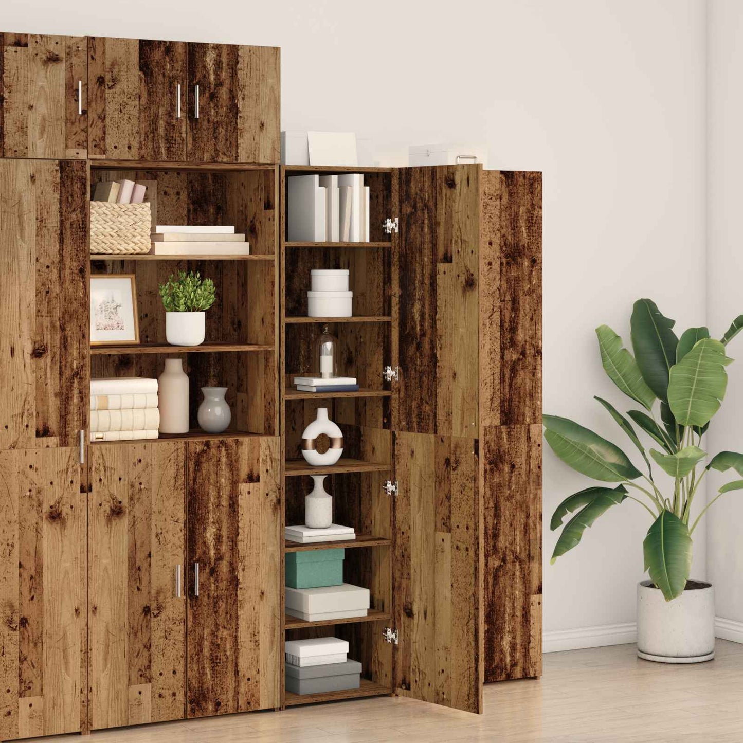 vidaXL Highboard 2 pcs Παλιό ξύλο 50 x 42,5 x 185 εκ.