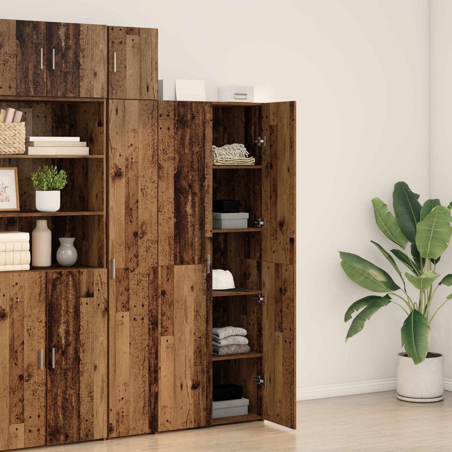 vidaXL Highboard 2 pcs Παλιό ξύλο 70 x 42,5 x 185 εκ