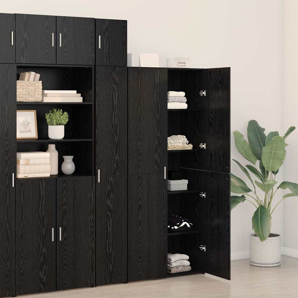 vidaXL Highboard Μπουφές Μαύρος Δρυός 40x42.5x185 εκ Επεξεργασμένου Ξύλου