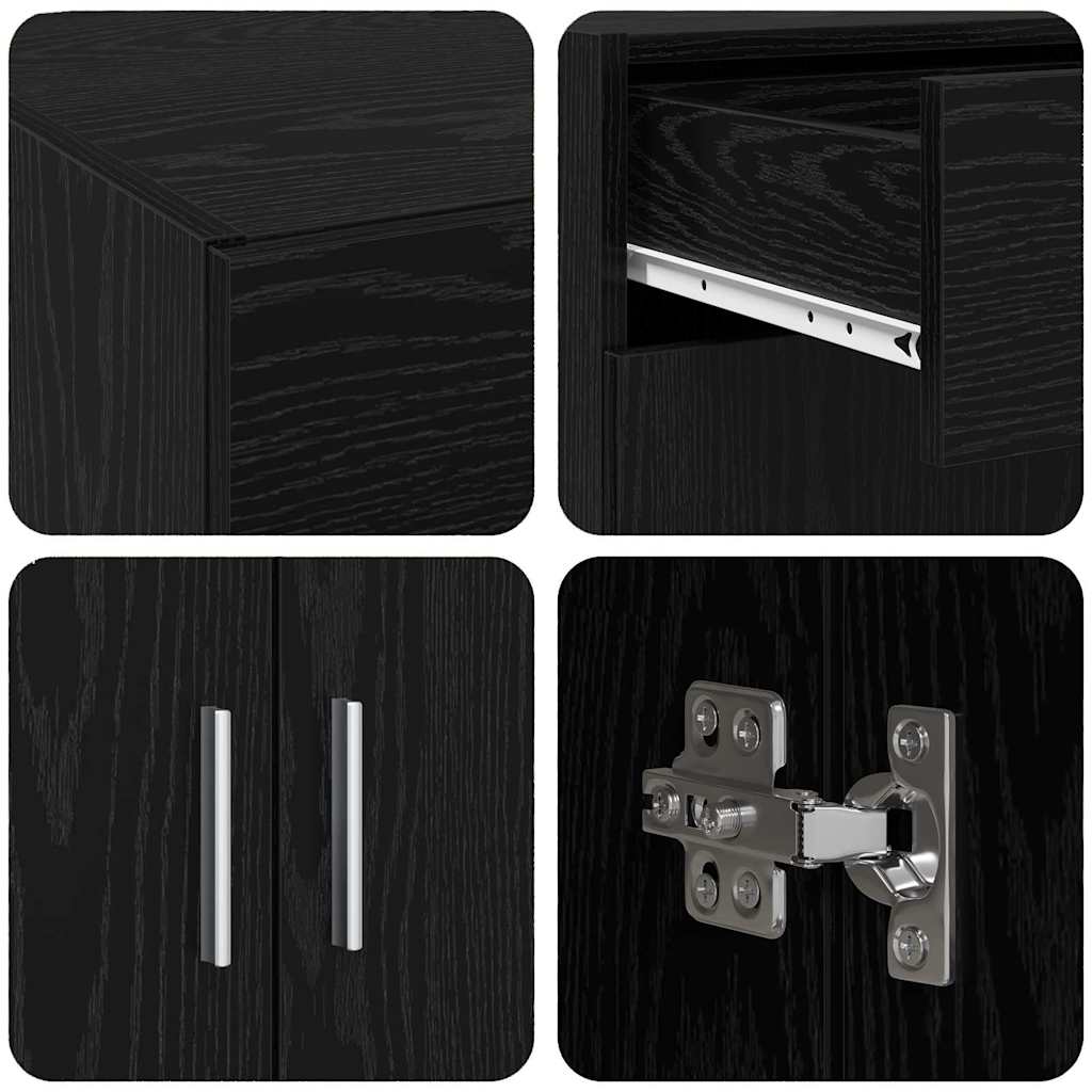 vidaXL ντουλάπα αποθήκευσης Μαύρης Δρυς 80x42.5x93.5 εκ Επεξεργασμένο Ξύλο