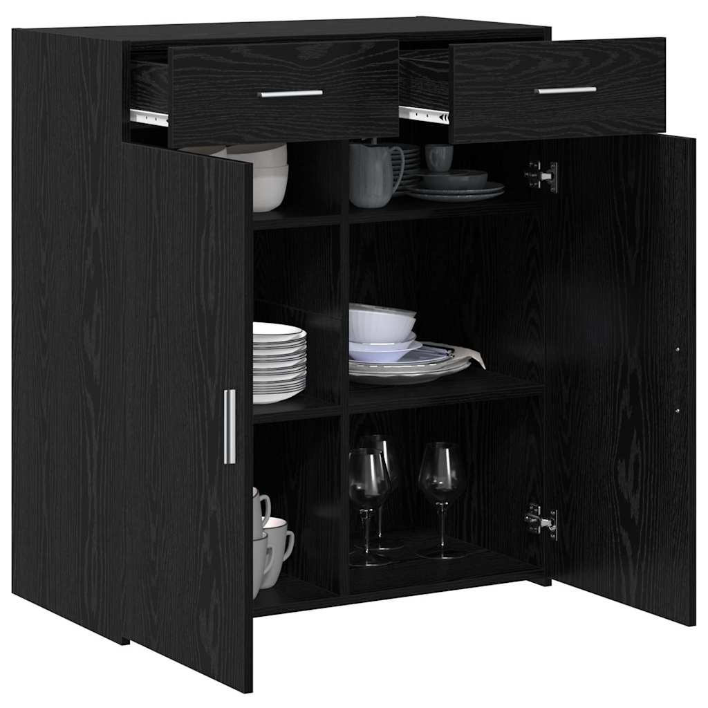 vidaXL ντουλάπα αποθήκευσης Μαύρης Δρυς 80x42.5x93.5 εκ Επεξεργασμένο Ξύλο