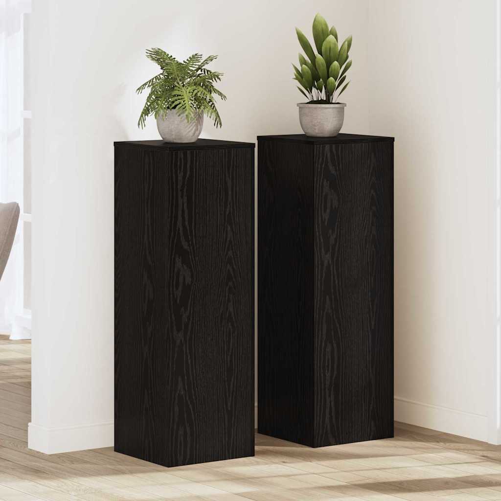 vidaXL Βάση φυτών 2 pcs Μαύρη δρυς 33 x 33 x 100 cm Επεξεργασμένο ξύλο