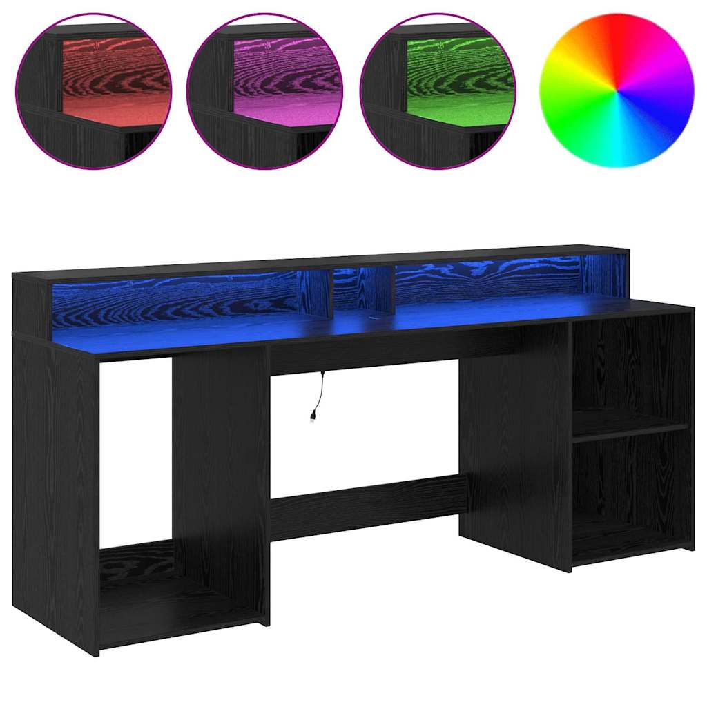 vidaXL Γραφείο με ράφι Μαύρη δρυς 200 x 55 x 91 εκ. Επεξεργασμένο ξύλο