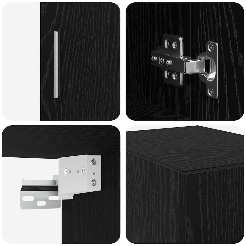 vidaXL Slim Storage Cabinet Μαύρος Δρυς 30x42.5x225 cm Επεξεργασμένο Ξύλο