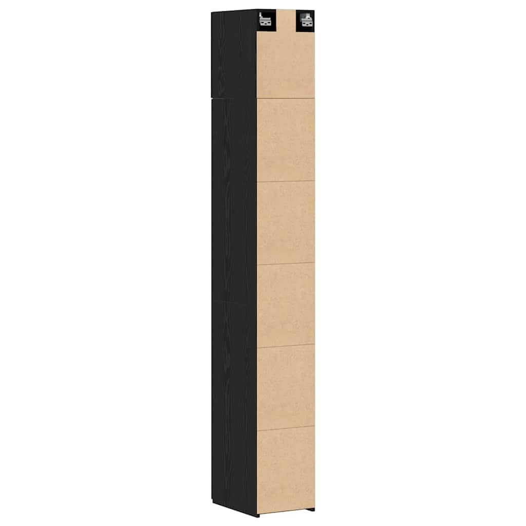 vidaXL Slim Storage Cabinet Μαύρος Δρυς 30x42.5x225 cm Επεξεργασμένο Ξύλο