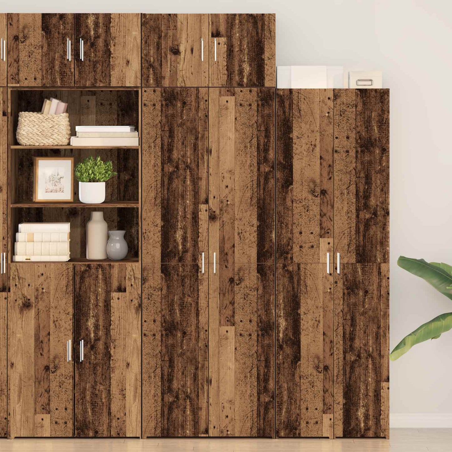 vidaXL Ντουλάπι αποθήκευσης 3 pcs Παλιό ξύλο