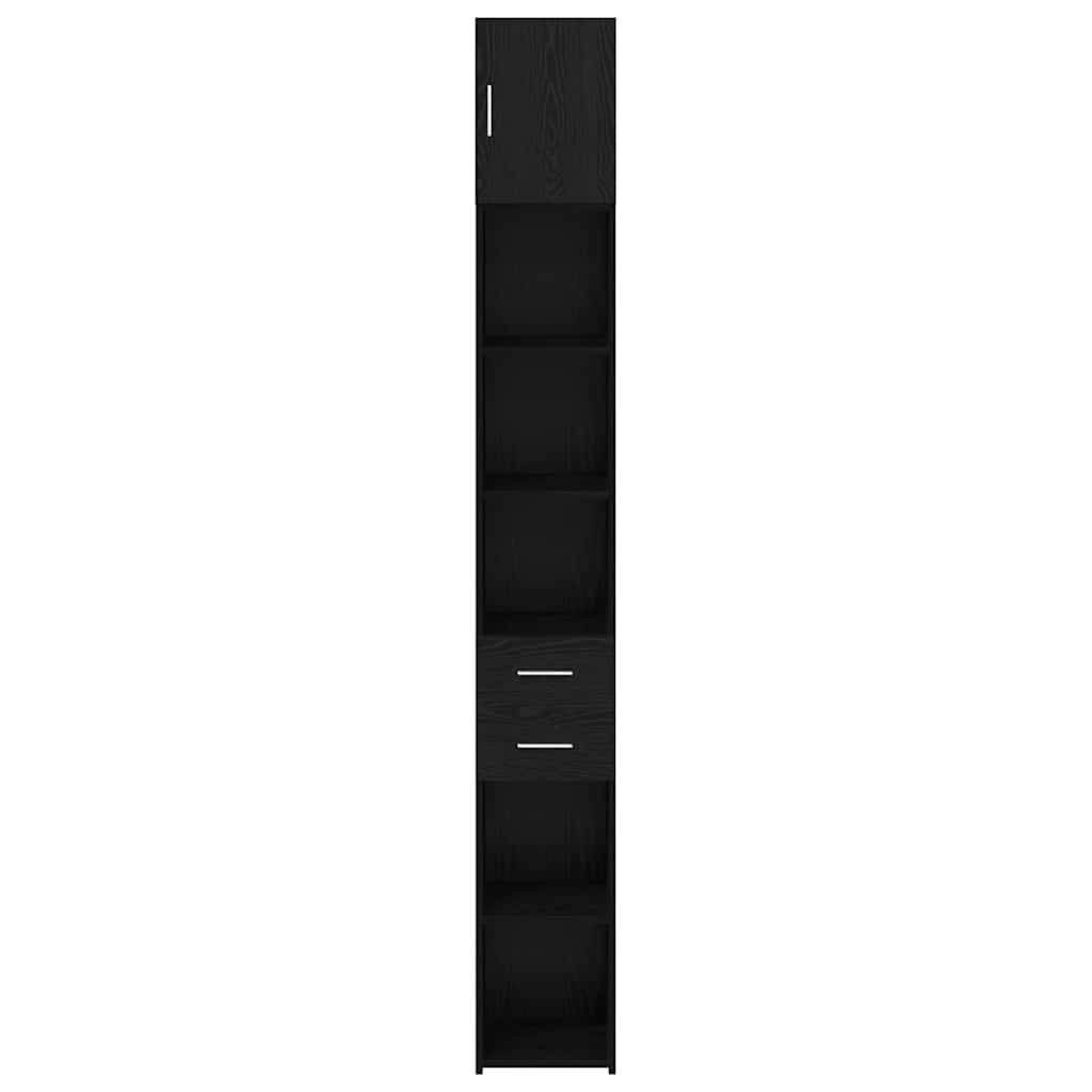 vidaXL Slim Storage Cabinet Μαύρος Δρυός 30x42.5x225 εκ Μηχανουργικό Ξύλο