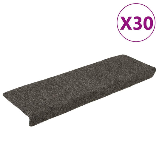 vidaXL Πατάκια Σκαλιών Αυτοκόλλητα 30 τεμ. Ανθρακί Ορθογώνια Άκρη 65x21x4 εκ.