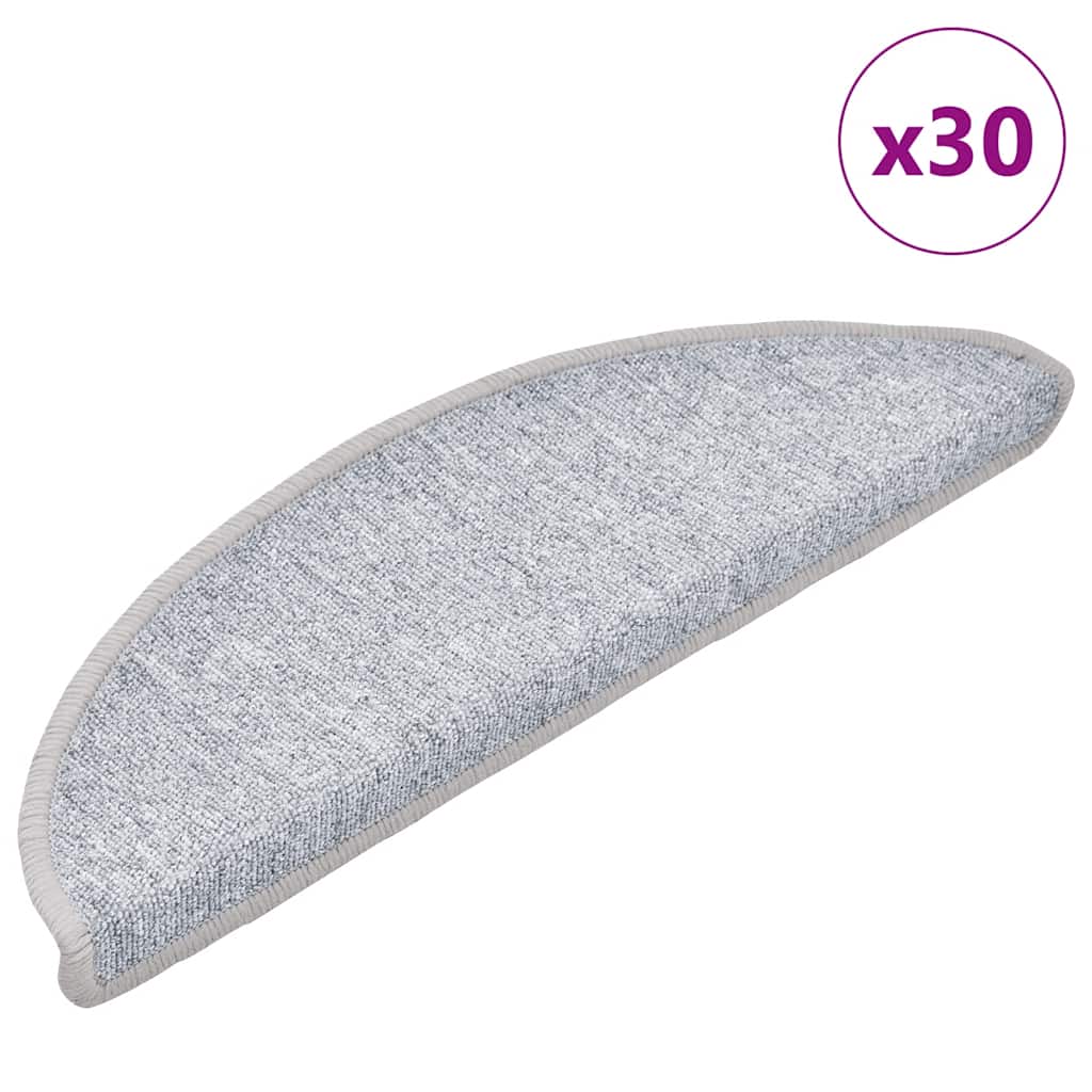 vidaXL Πατάκια για σκάλες 30 τεμάχια Ανοιχτό Γκρι 56x17x3 εκ.