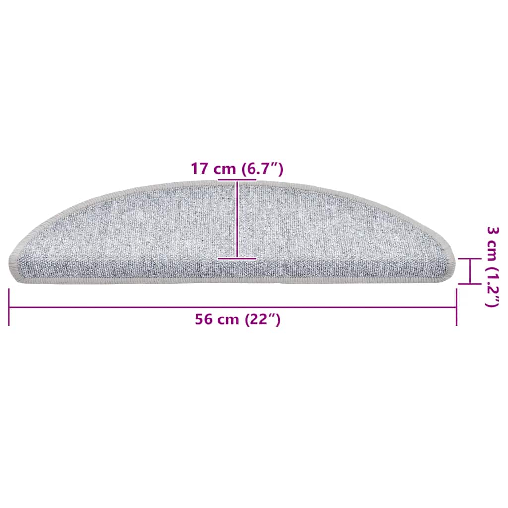 vidaXL Πατάκια για σκάλες 30 τεμάχια Ανοιχτό Γκρι 56x17x3 εκ.