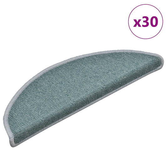 vidaXL Πατάκια Σκαλοπάτια 30 τεμ. 56x17x3 εκ. Θαλασσί Ημίκυκλα