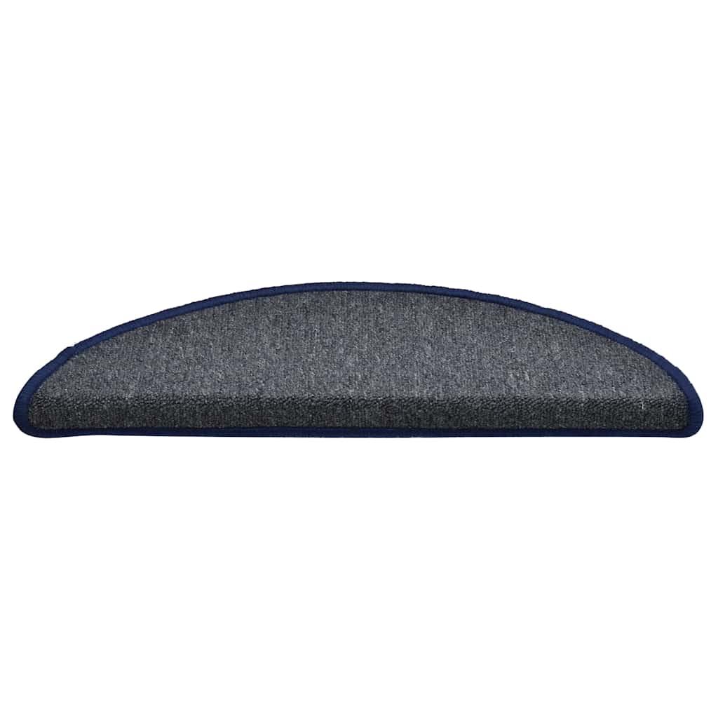 vidaXL Πατάκια Σκαλοπάτια 30 τεμ. Σκούρο Γκρι και Μπλε Ημίστρογγυλά 56x17x3 εκ.