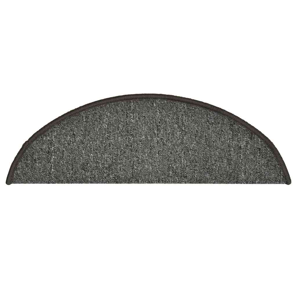 vidaXL Πατάκια Σκαλοπάτια 30 τεμ. Σκούρο Γκρι Ημίστρογγυλά 56x17x3 εκ.