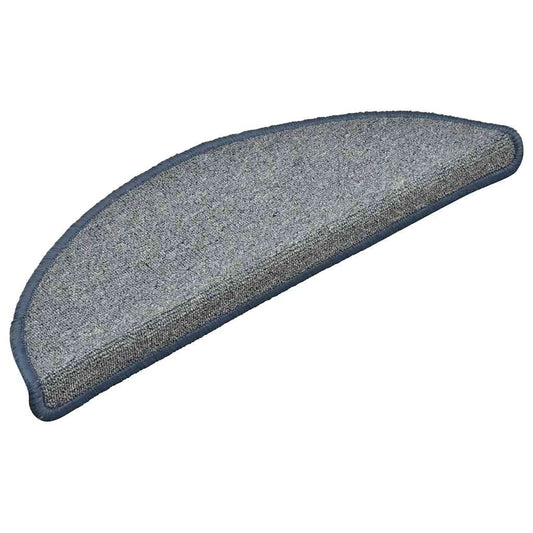 vidaXL Πατάκια Σκαλιών 30 τεμ. Ανοιχτό Γκρι και Μπλε Ημίστρογγυλά 56x17x3 εκ.