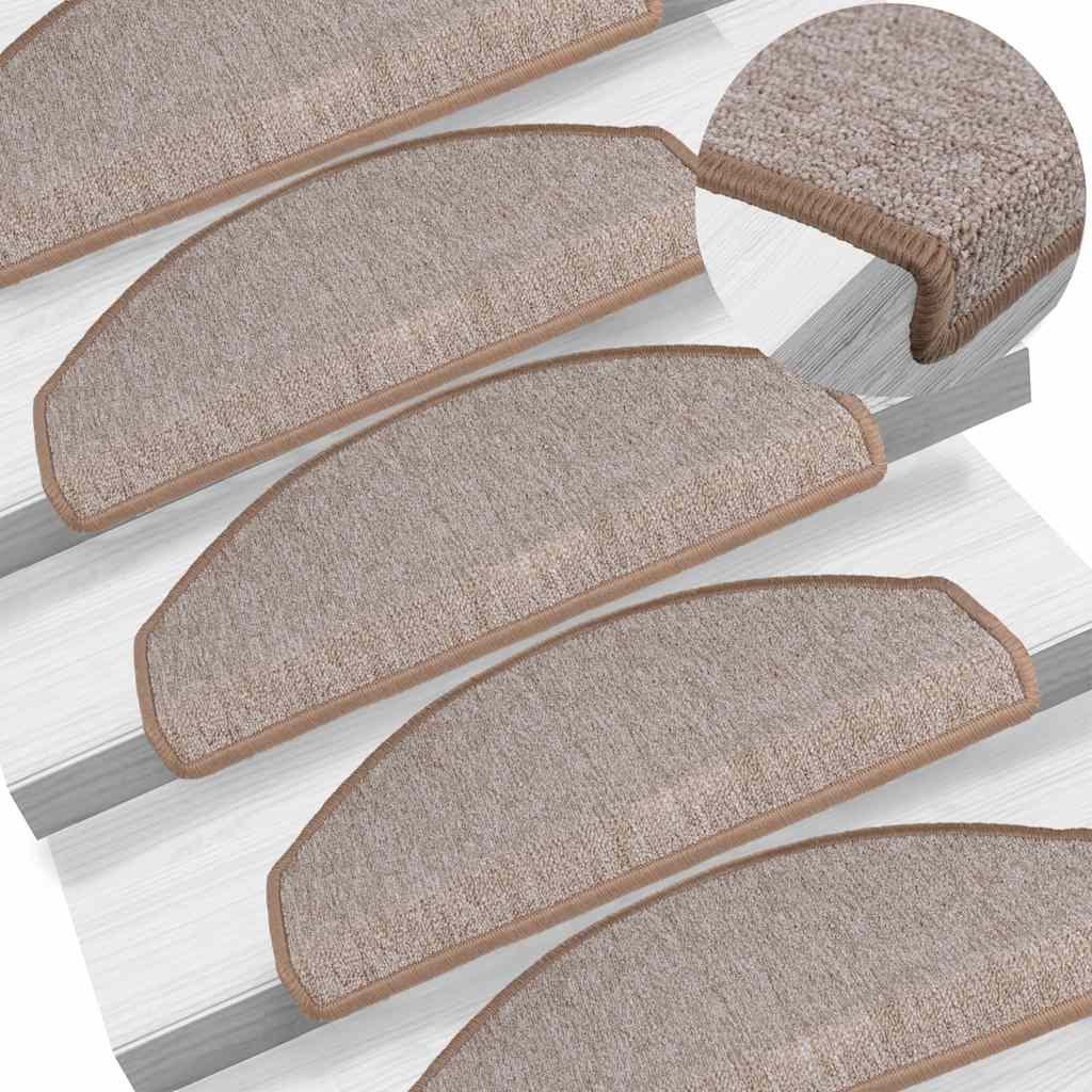 vidaXL Πατάκια Σκαλοπάτια 30 τεμ. Ανοιχτό Καφέ Ημίστρογγυλά Μεγάλα 65x24x4 εκ.