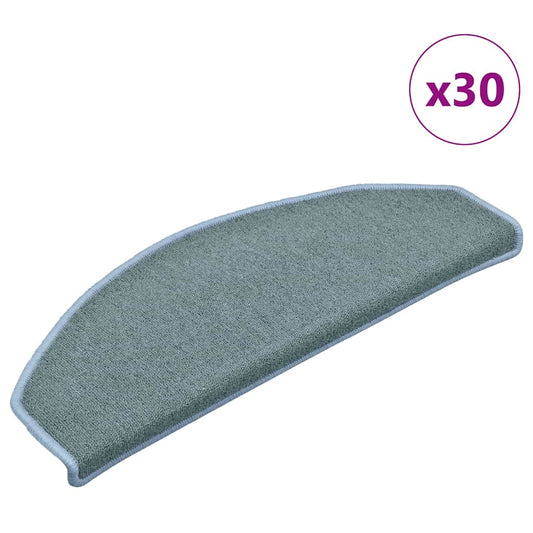vidaXL Πατάκια Σκαλοπατιών 30 τεμ. 65x24x4 εκ. Θαλασσί Ημίστρογγυλά Μεγάλα