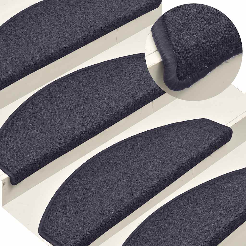 vidaXL Πατάκια Σκαλοπατιών 30 τεμ. Σκούρο Γκρι και Μπλε Ημίστρογγυλά Μεγάλα 65x24x4 εκ.