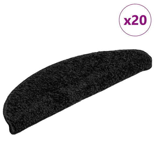 vidaXL Πατάκια Σκαλιών 20 τεμ. Μαύρα Ημίκυκλα 56x17x3 εκ.