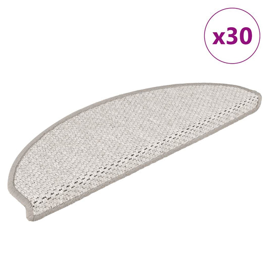 vidaXL Πατάκια Σκάλας Αυτοκόλ. 30 τεμ. Όψη Σιζάλ Πλατίνα 65x21x4 εκ.