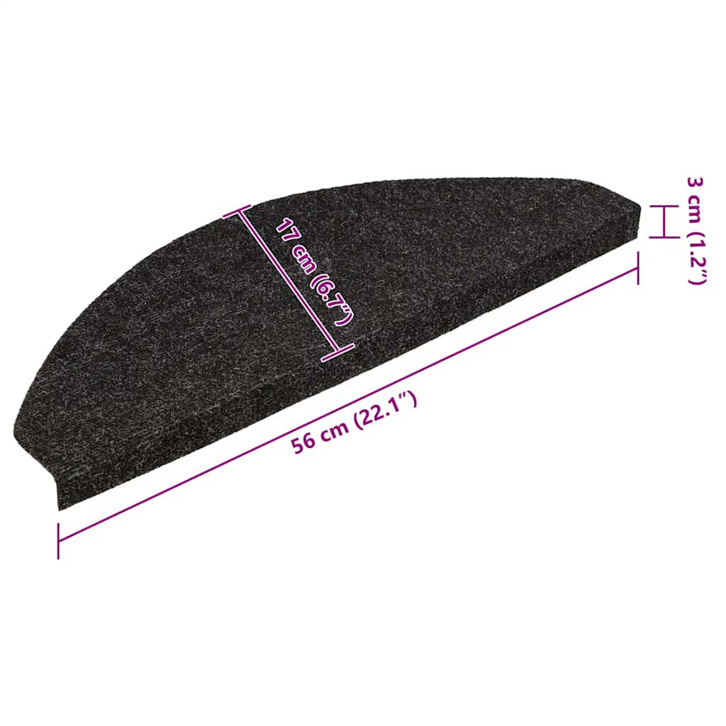 vidaXL Πατάκια Σκάλας Αυτοκόλλητα 30 τεμ. Μαύρα 56 x 17 x 3 εκ.