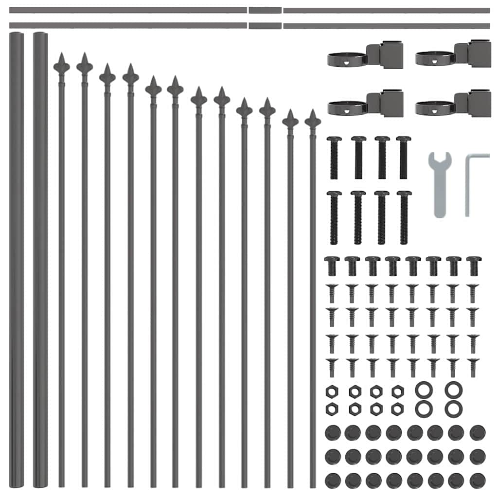 φράκτης κήπου vidaXL με καμπύλη κορυφή Γκρι 5,1x0,75 μ Χάλυβας