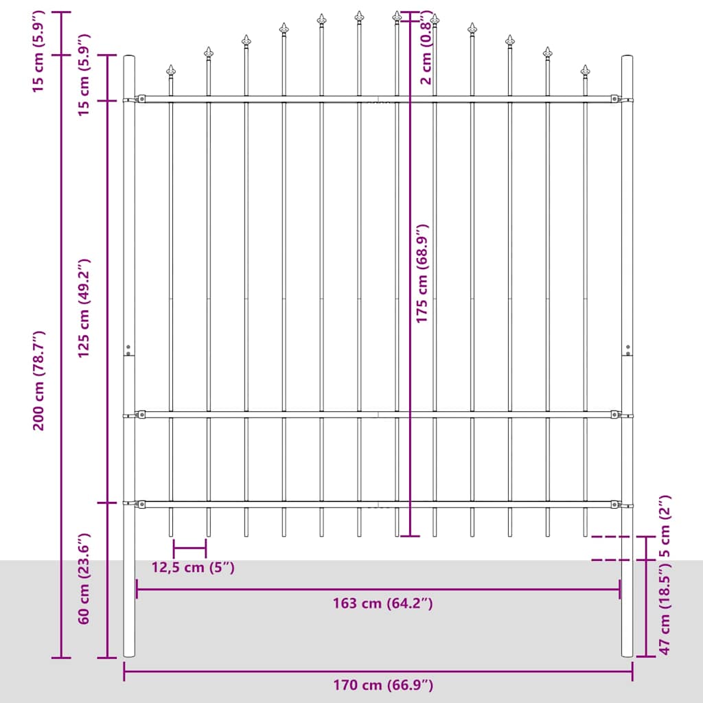 vidaXL Φράχτης Κήπου WOERDEN 4 τμχ. 170 x 215 cm Γκρι