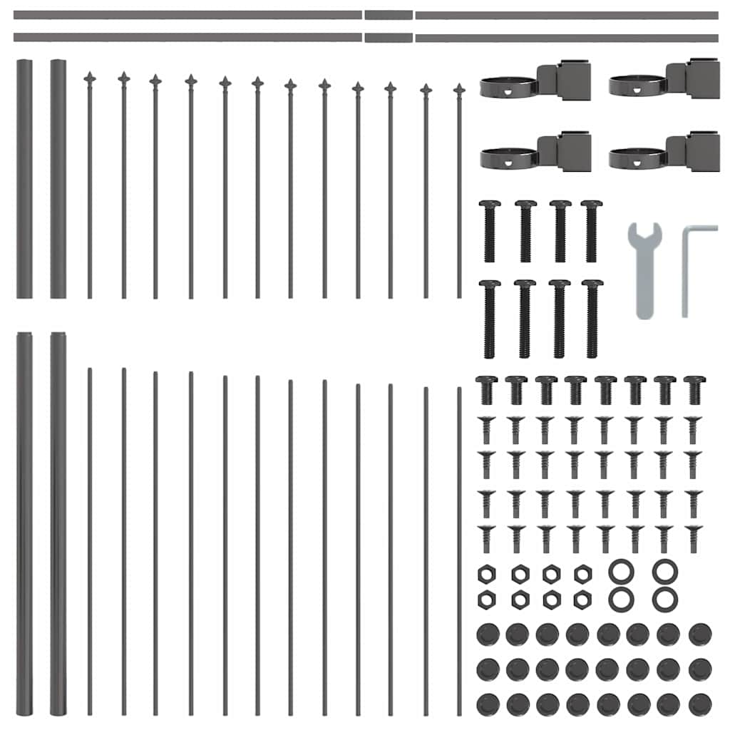 Φράχτης κήπου vidaXL με θόλο, Γκρι, 11,9x1,25 μ, από Χάλυβα