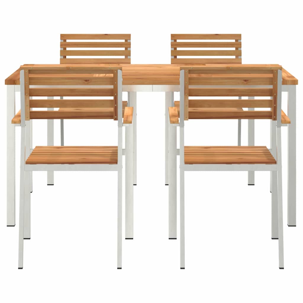 Σετ τραπεζαρίας κήπου 5 κομματιών vidaXL από μασίφ ξύλο teak