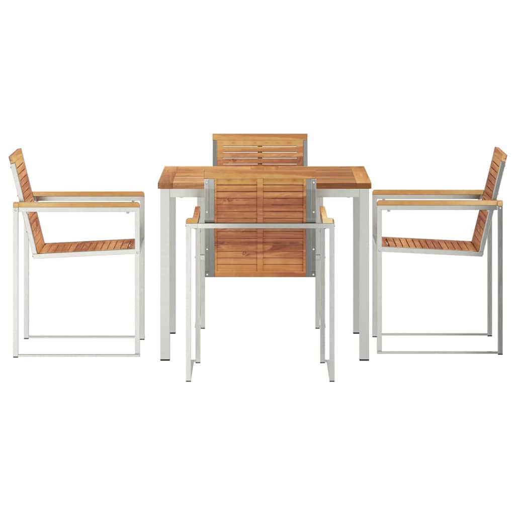 vidaXL Σετ Τραπεζαρίας Κήπου 5 Τεμαχίων Μασίφ Ξύλο Teak
