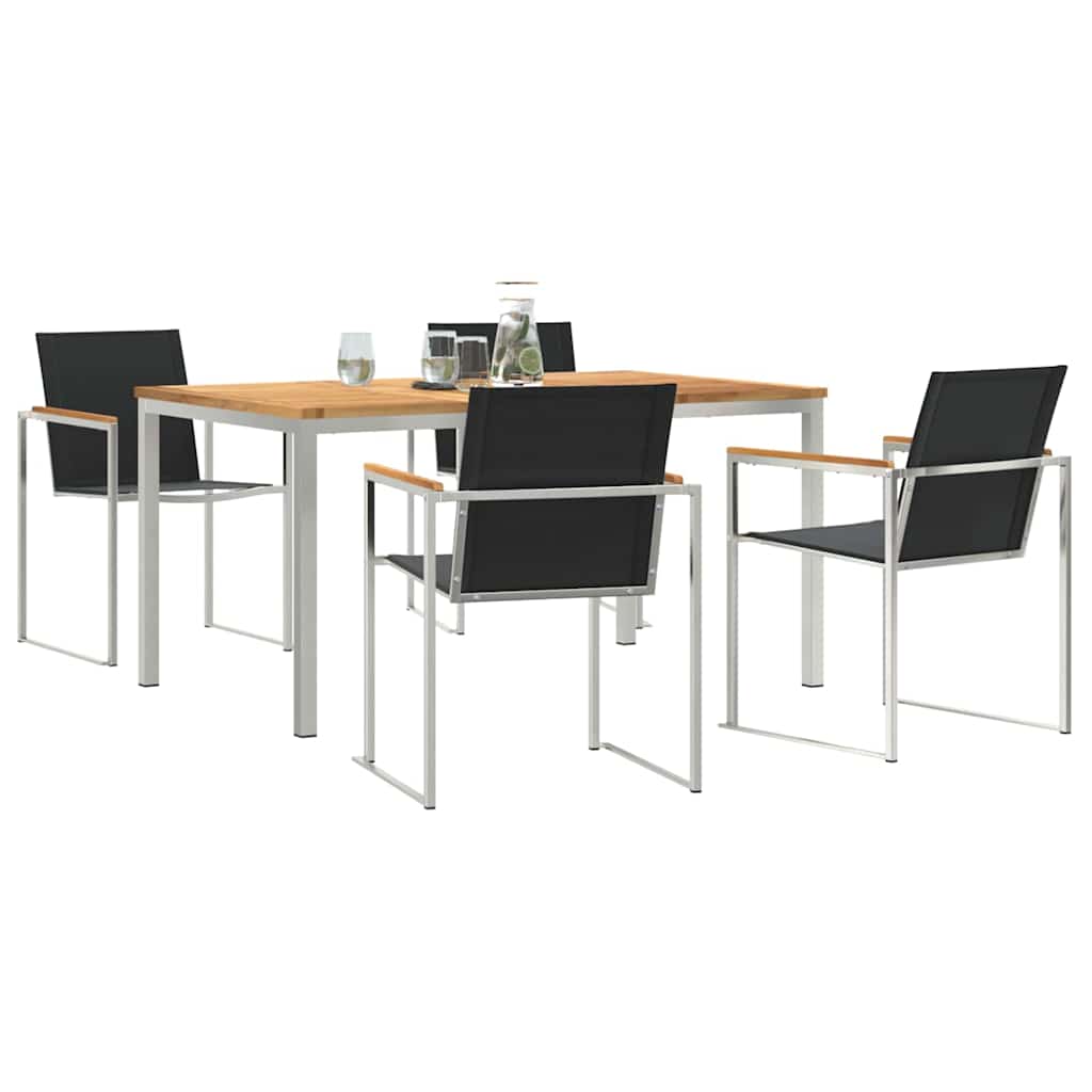 vidaXL Σετ 5 Τεμαχίων Τραπέζι Κήπου Μασίφ Ξύλο Teak