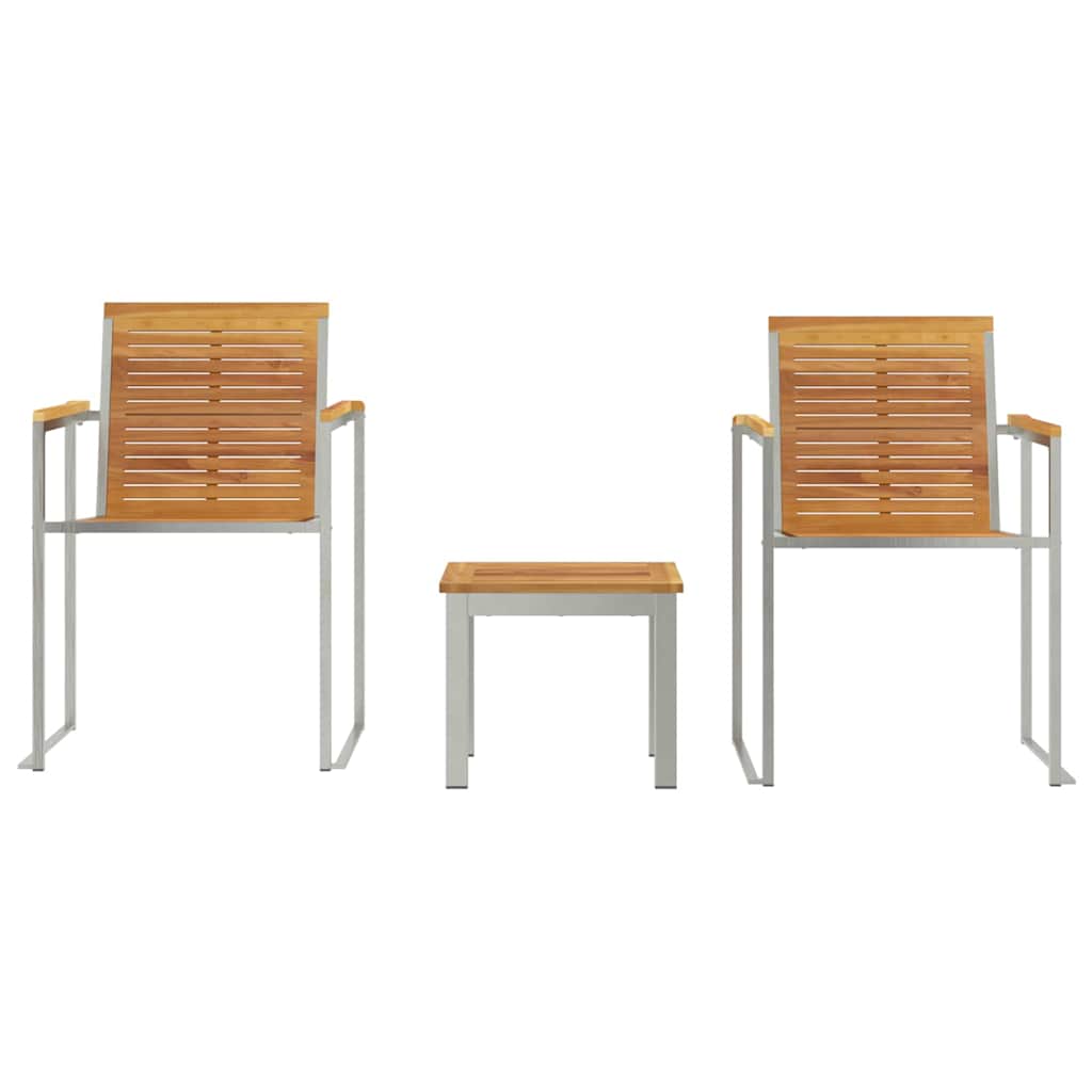 vidaXL Ξαπλώστρα με Καρέκλες Κήπου 3 τμχ Μασίφ Ξύλο Teak