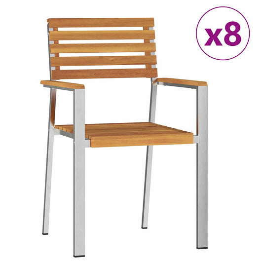Καρέκλες Κήπου vidaXL 8 τμχ 54.5x56x89 εκ. από Μασίφ Ξύλο Ακακίας