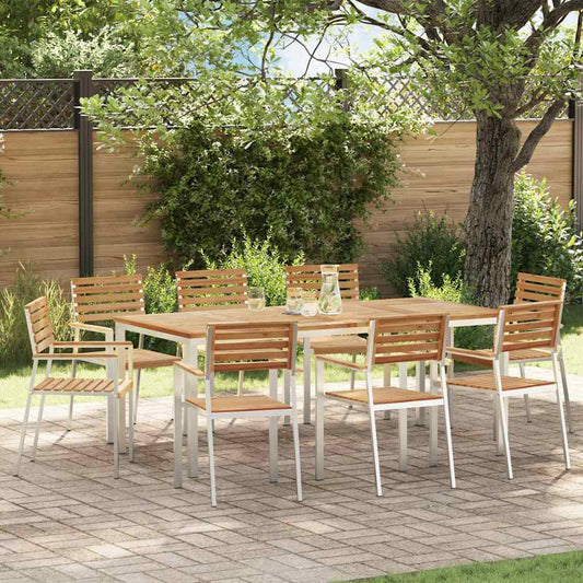vidaXL Καρέκλα Κήπου 8 pcs Στερεό Τεϊκ Ξύλο και Ανοξείδωτο Ατσάλι