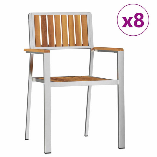 Καρέκλες Κήπου vidaXL Στοιβαζόμενες 8 τεμ 54.5x56x87 cm Μασίφ Ξύλο Ακακίας