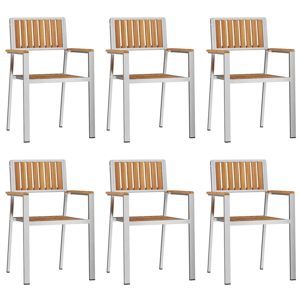 vidaXL Καρέκλα Κήπου 6 pcs Καφέ 56 x 54,5 x 87 εκ. Στερεό Ξύλο Τίκ