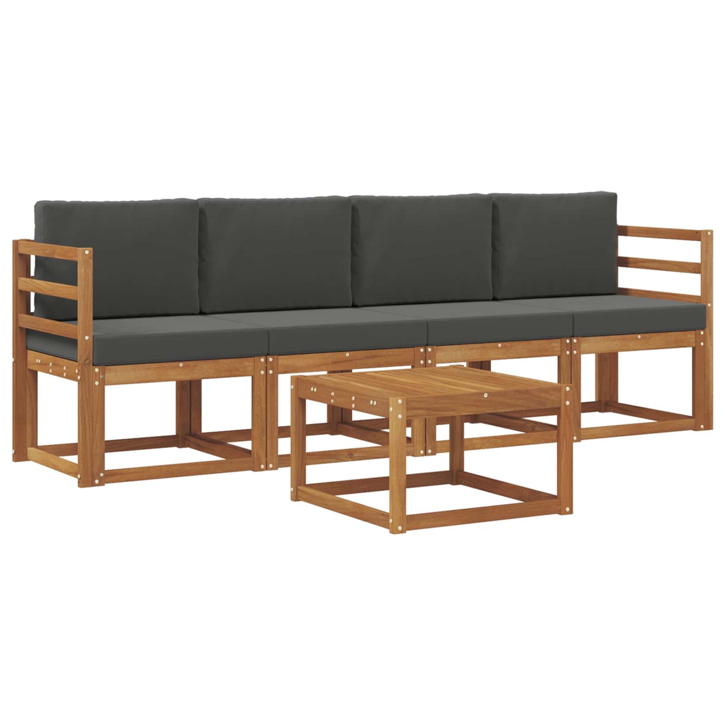 vidaXL Σειρά Καναπέ Εξωτερικού με μαξιλάρι 5 pcs Φυσικό και Ανθρακί